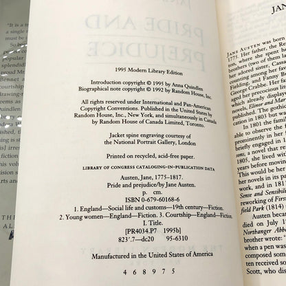 Pride and Prejudice by Jane Austen [BBC TIE-IN HARDCOVER] 1995 • The Modern Library