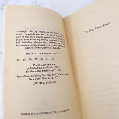 Prince Caspian by C.S. Lewis [1970 PAPERBACK] • Collier • Chronicles of Narnia #2