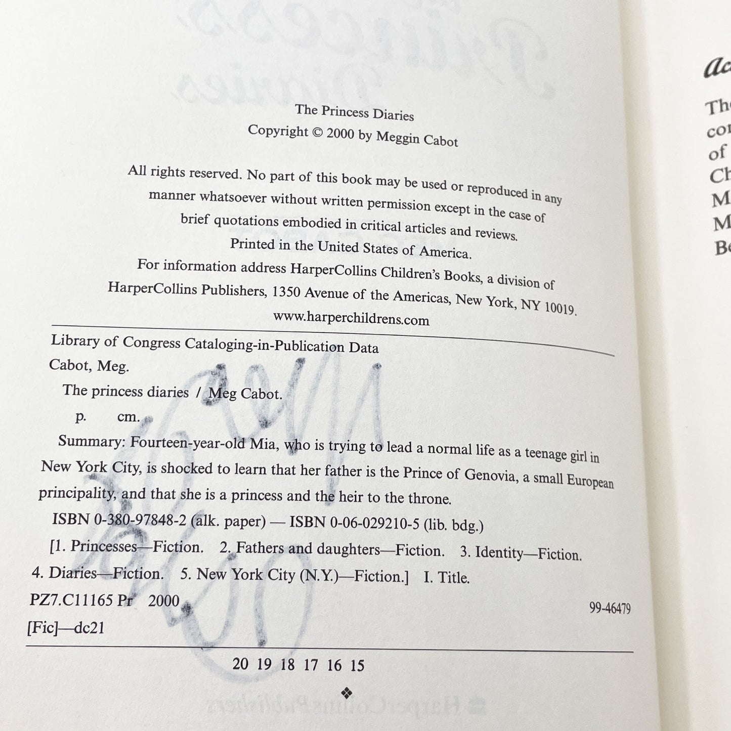 The Princess Diaries by Meg Cabot SIGNED! [FIRST EDITION] 2000 • HarperCollins