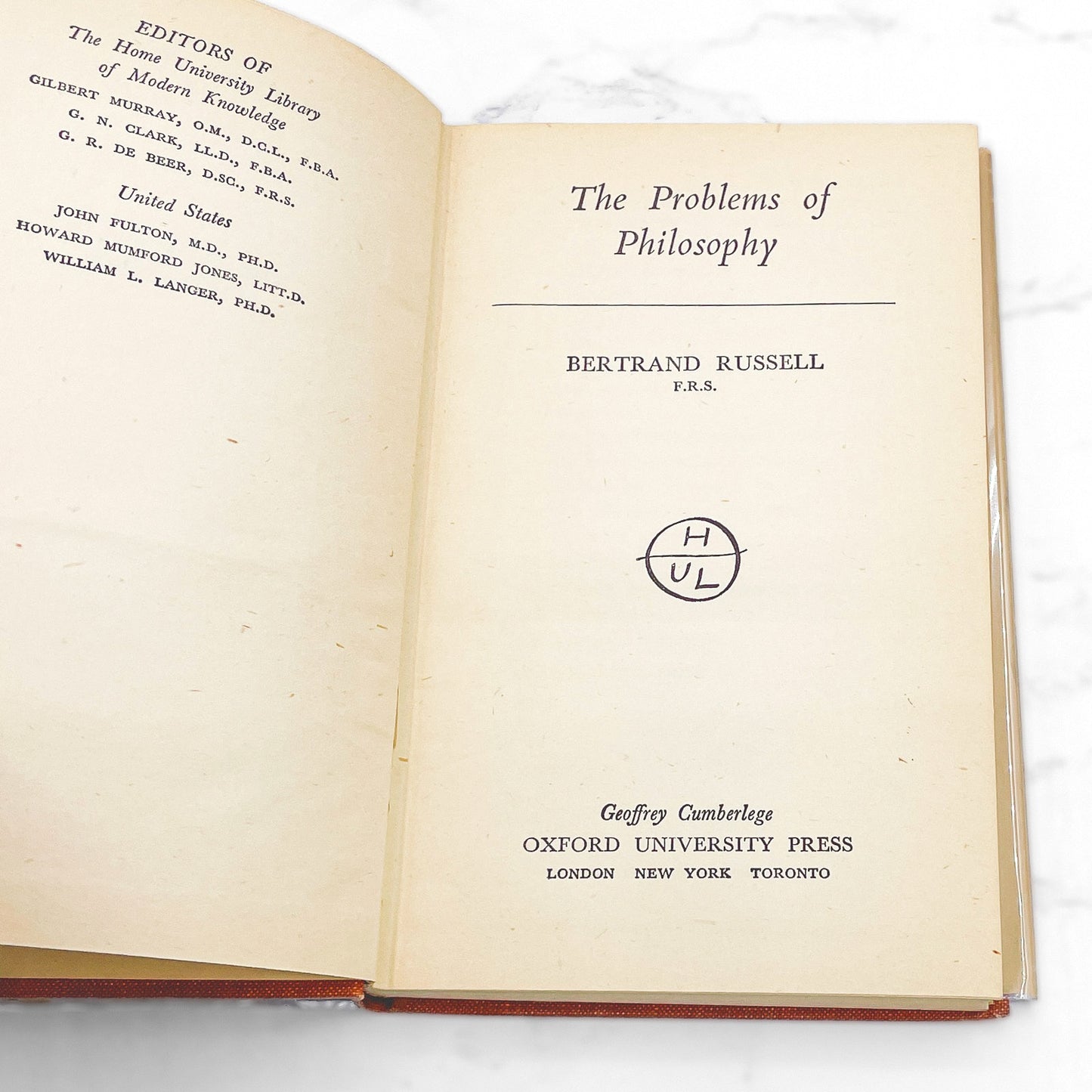 The Problems of Philosophy by Bertrand Russell [U.K. FIRST EDITION] 1948 • 20th Printing • Oxford