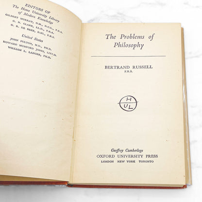 The Problems of Philosophy by Bertrand Russell [U.K. FIRST EDITION] 1948 • 20th Printing • Oxford