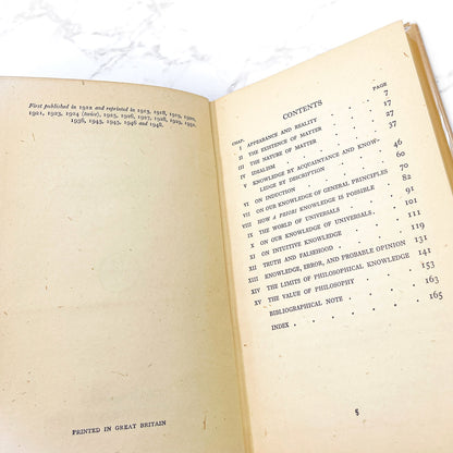 The Problems of Philosophy by Bertrand Russell [U.K. FIRST EDITION] 1948 • 20th Printing • Oxford