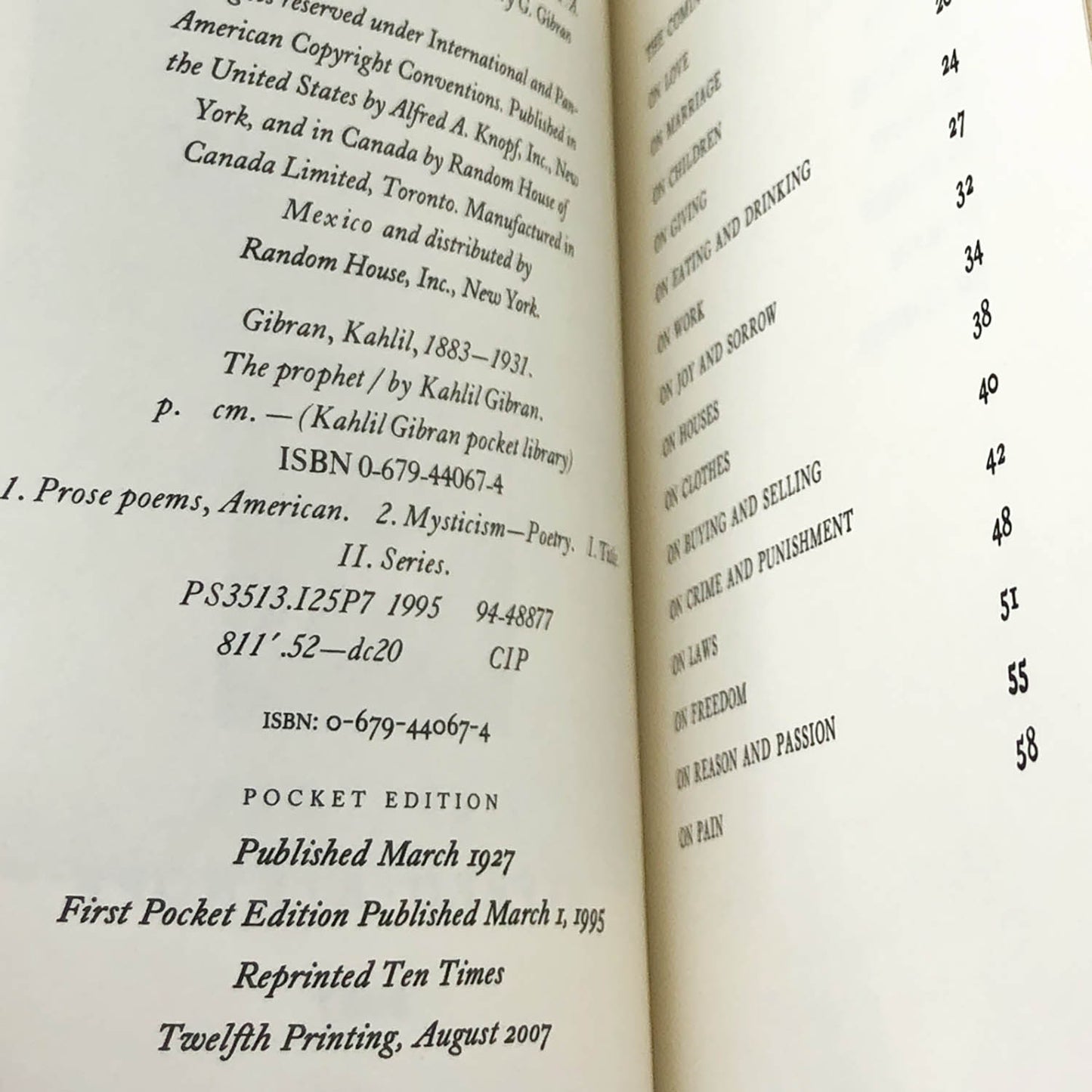 The Prophet by Kahlil Gibran [POCKET EDITION RE-ISSUE] 2007 • Miniature Hardcover • Knopf