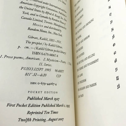 The Prophet by Kahlil Gibran [POCKET EDITION RE-ISSUE] 2007 • Miniature Hardcover • Knopf