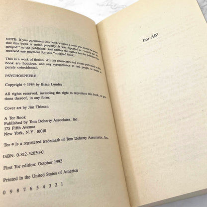 Psychosphere by Brian Lumley [PAPERBACK RE-ISSUE] 1992 • TOR Horror