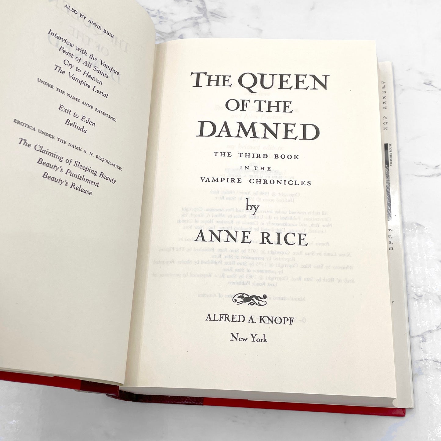 The Queen of the Damned by Anne Rice [1988 HARDCOVER] BCE • Knopf