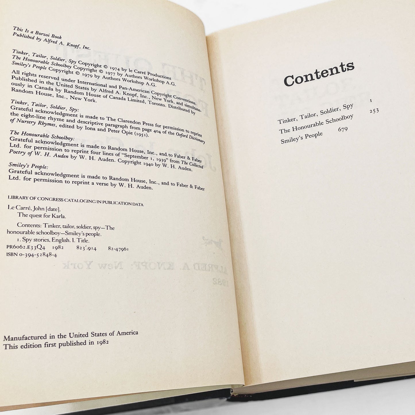 The Quest for Karla (#1-3) by John le Carré [FIRST EDITION• FIRST PRINTING] 1982 • Knopf