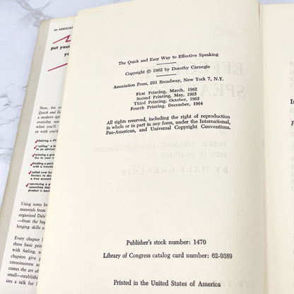 The Quick and Easy Way to Effective Speaking by Dale Carnegie [FIRST EDITION] 1964 • 4th Printing • The Association Press