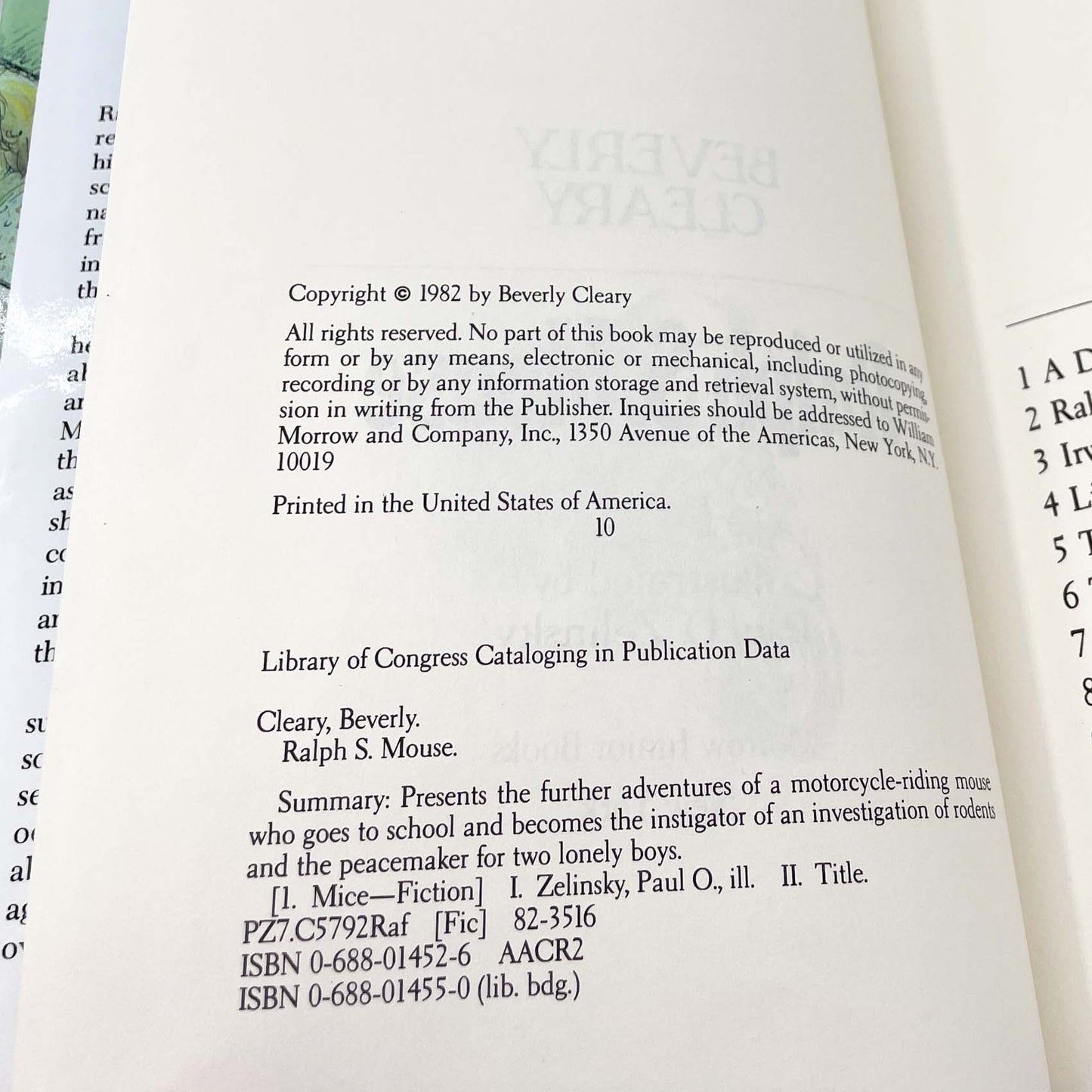 Ralph S. Mouse by Beverly Cleary [FIRST EDITION] 1982 • William Morrow