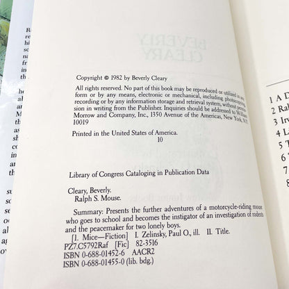 Ralph S. Mouse by Beverly Cleary [FIRST EDITION] 1982 • William Morrow