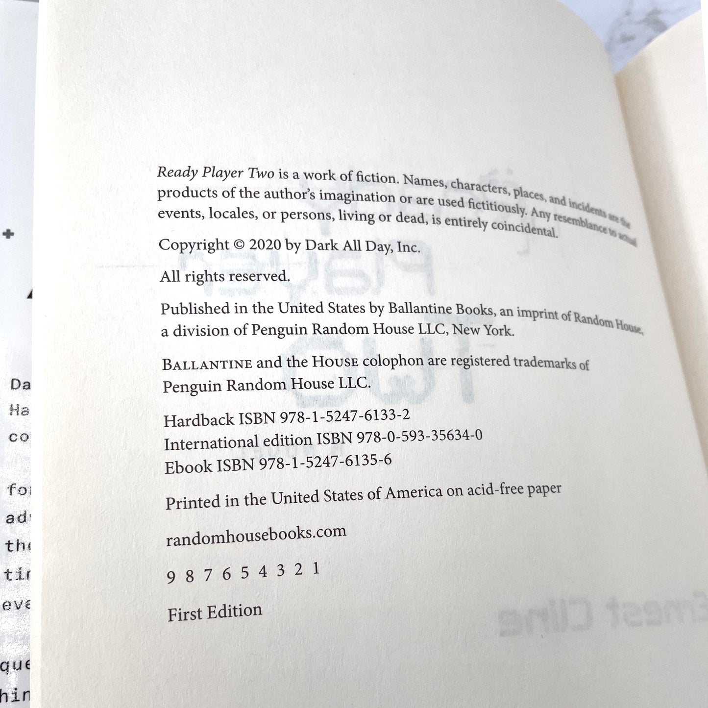 Ready Player Two by Ernest Cline [FIRST EDITION • FIRST PRINTING] 2020 • Ballantine