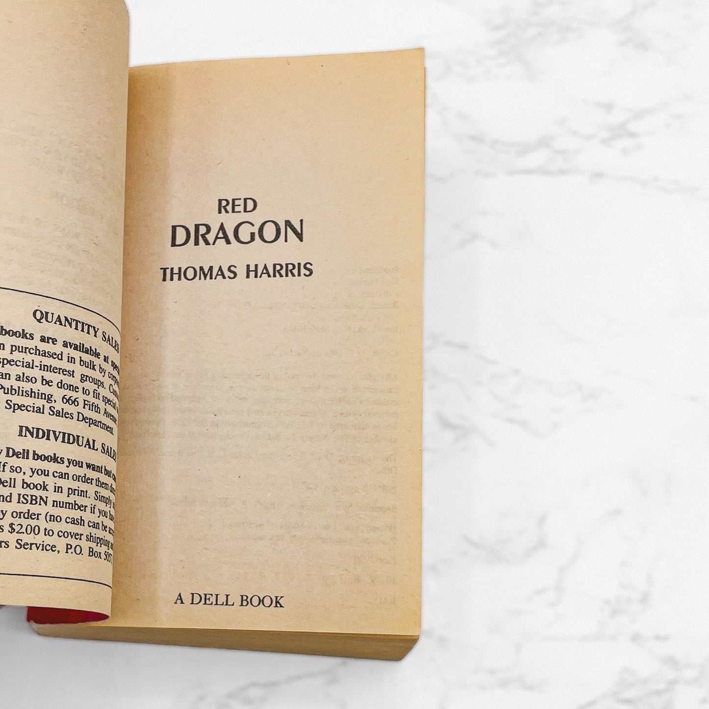 Red Dragon by Thomas Harris [1990 PAPERBACK] Dell • Hannibal #1