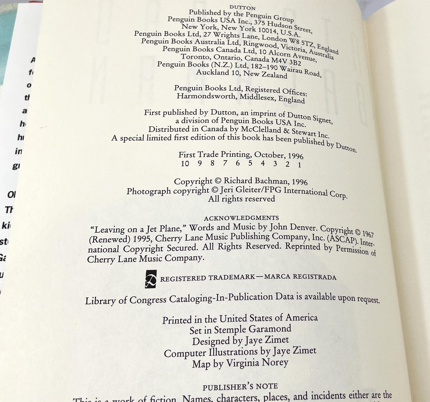 The Regulators by Richard Bachman aka Stephen King [FIRST EDITION • FIRST PRINTING] 1996 • Dutton