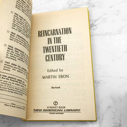 Reincarnation in the Twentieth Century edited by Martin Ebon [1970 PAPERBACK] • Signet
