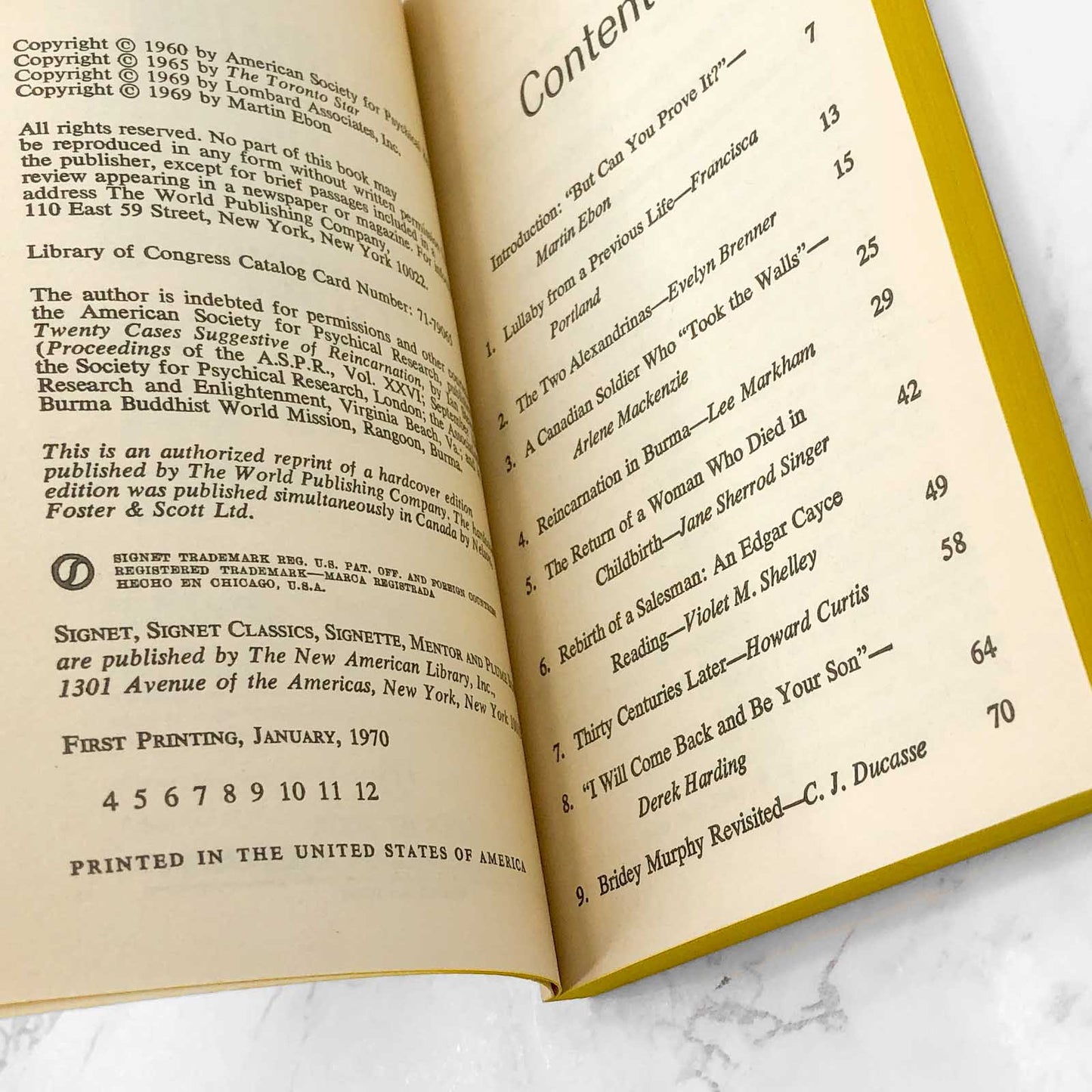 Reincarnation in the Twentieth Century edited by Martin Ebon [1970 PAPERBACK] • Signet