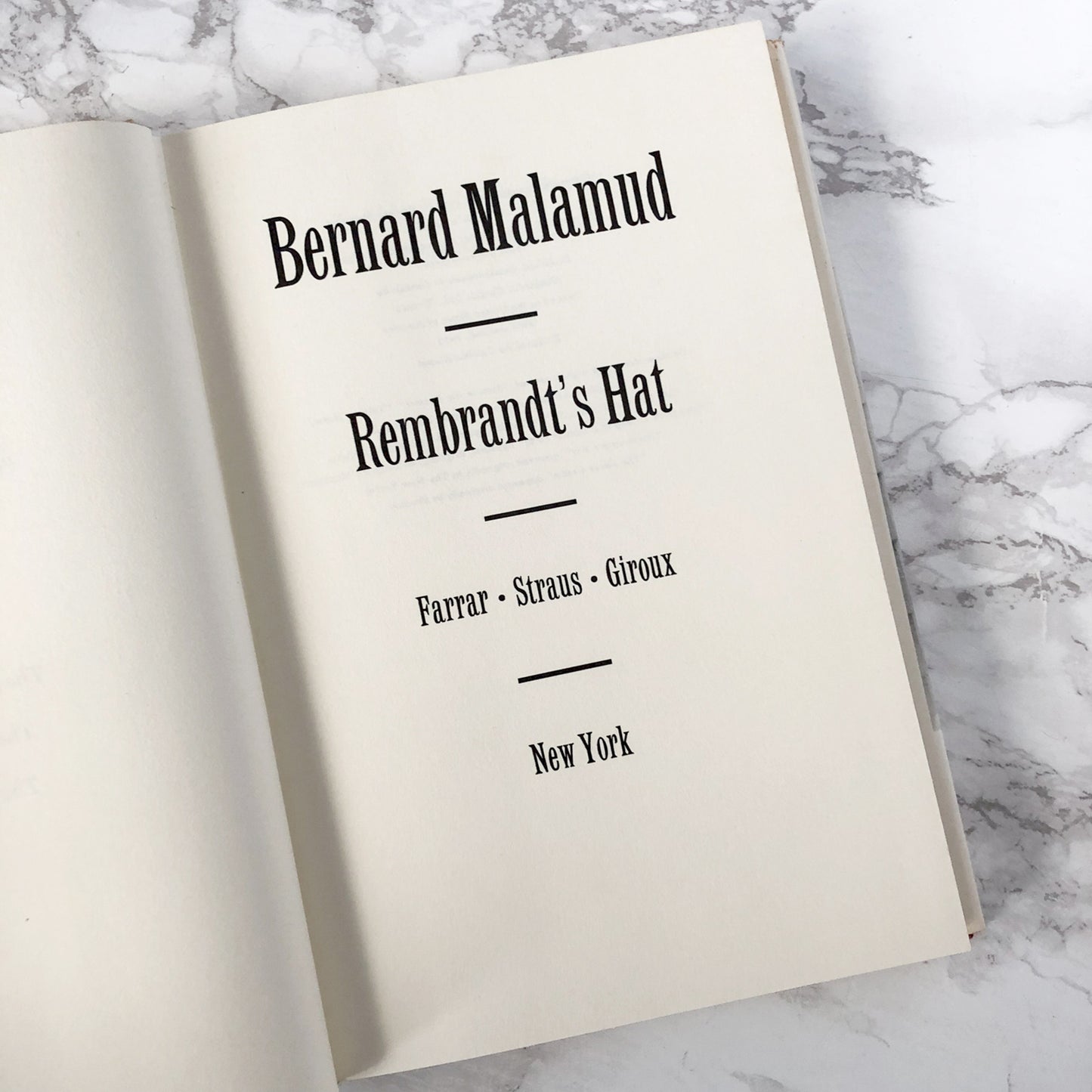 Rembrandt's Hat by Bernard Malamud [FIRST EDITION • FIRST PRINTING] 1973  • FSG