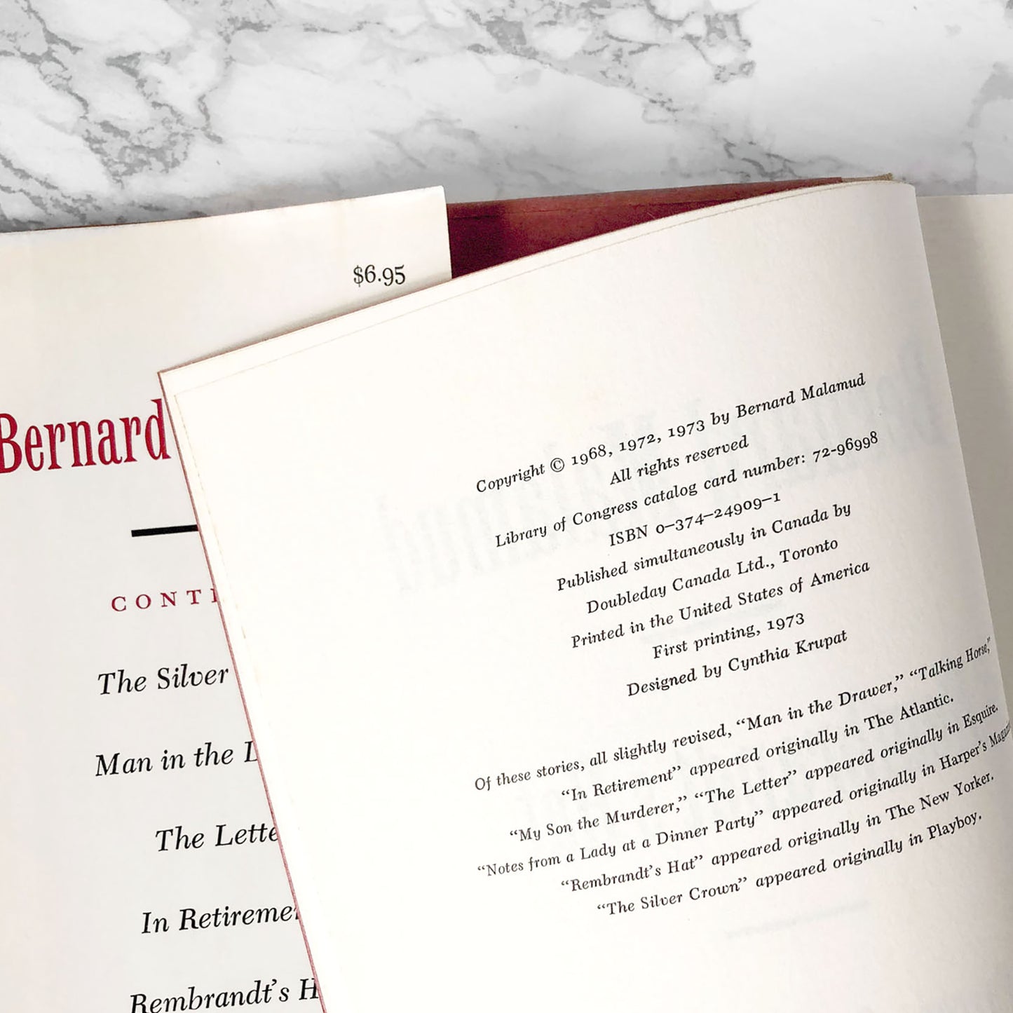 Rembrandt's Hat by Bernard Malamud [FIRST EDITION • FIRST PRINTING] 1973  • FSG