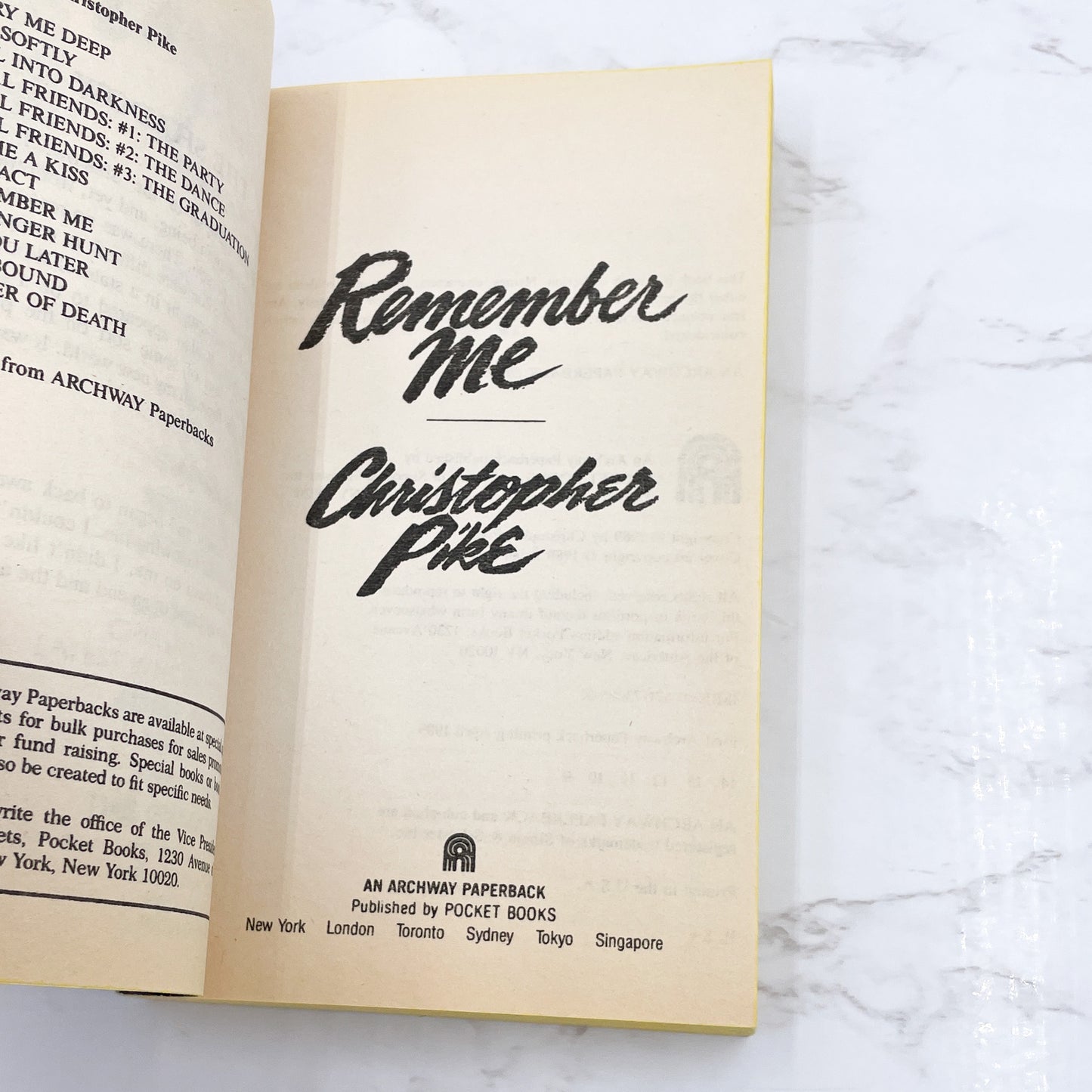 Remember Me by Christopher Pike [FIRST EDITION PAPERBACK] 1989 • Archway