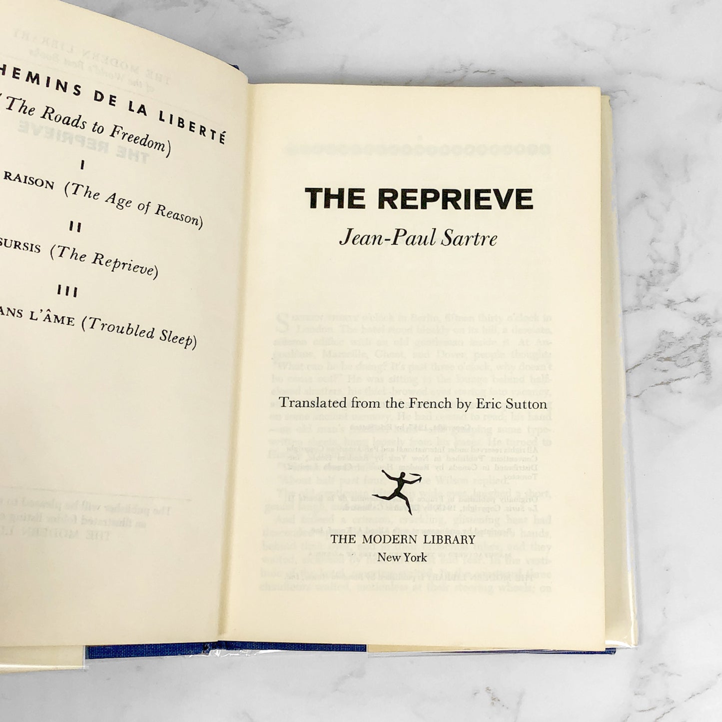 The Reprieve by Jean-Paul Sartre [1967 HARDCOVER] • The Modern Library