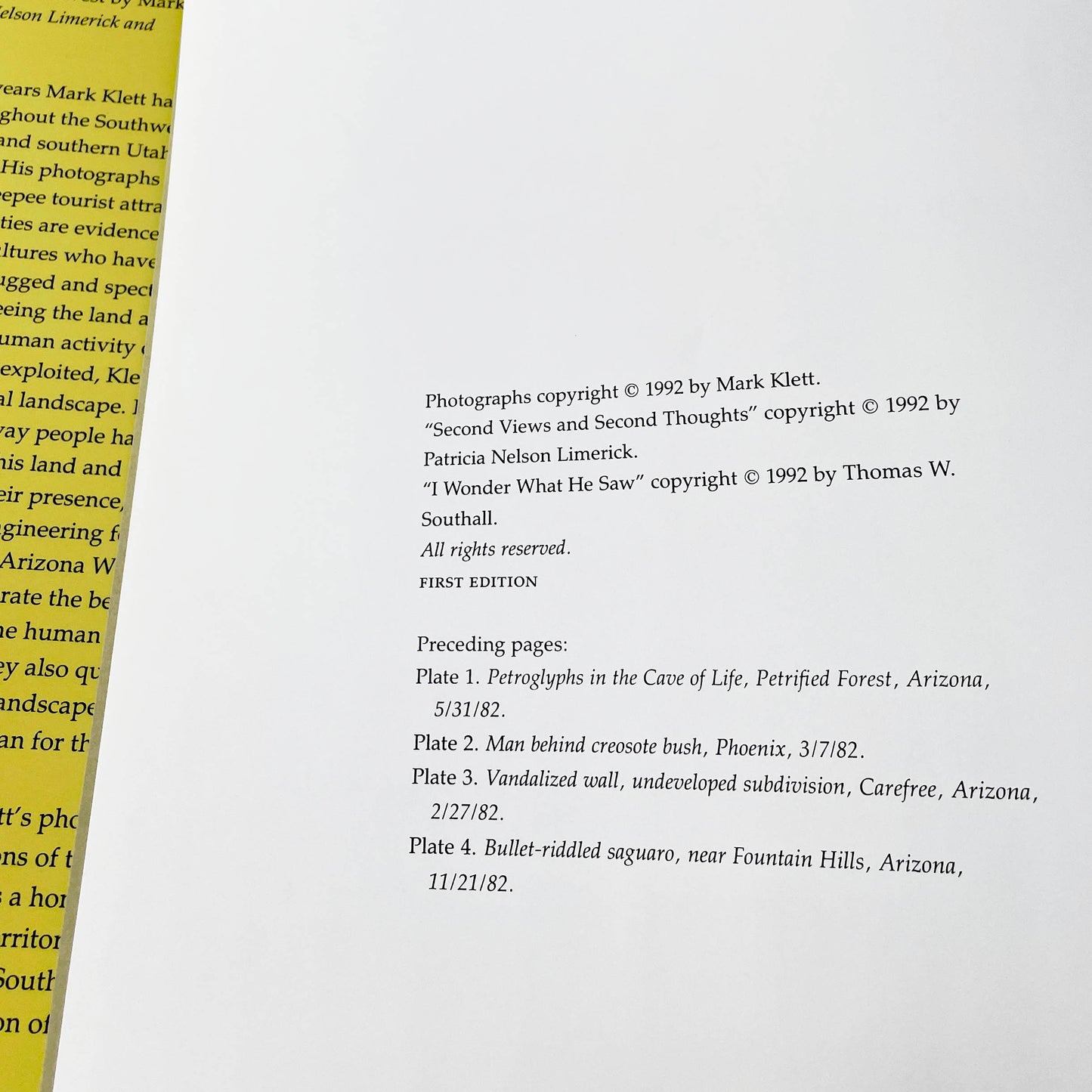 Revealing Territory: Photographs of the Southwest by Mark Klett, Thomas Southall & Patricia Limerick SIGNED! [FIRST EDITION PAPERBACK] 1992