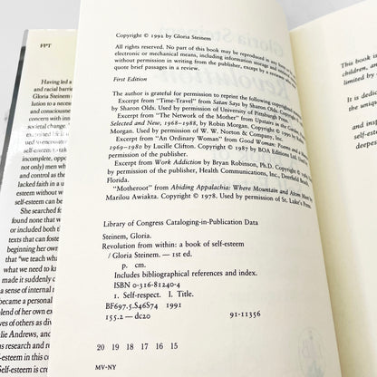 Revolution from Within by Gloria Steinem [FIRST EDITION] 1991