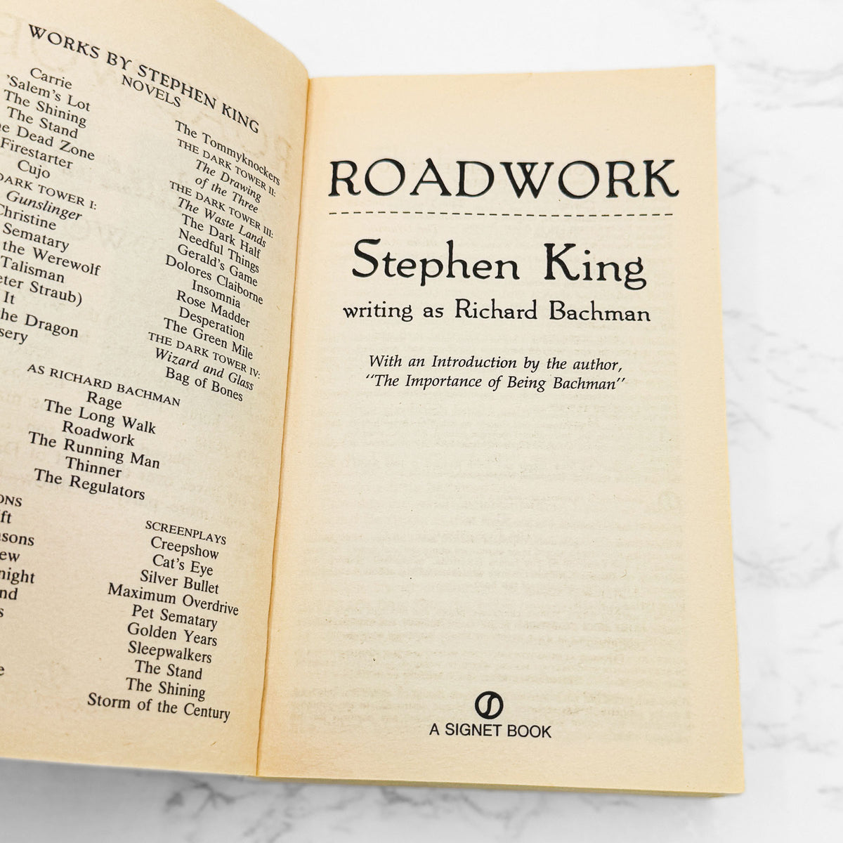 Roadwork by Stephen King "writing as Richard Bachman" [1999 PAPERBACK] • Signet