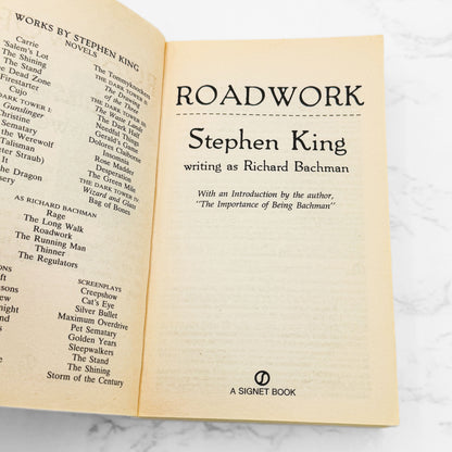 Roadwork by Stephen King "writing as Richard Bachman" [1999 PAPERBACK] • Signet