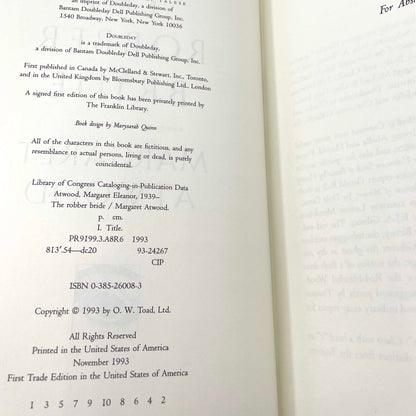 The Robber Bride by Margaret Atwood [U.S. FIRST EDITION / 1993]