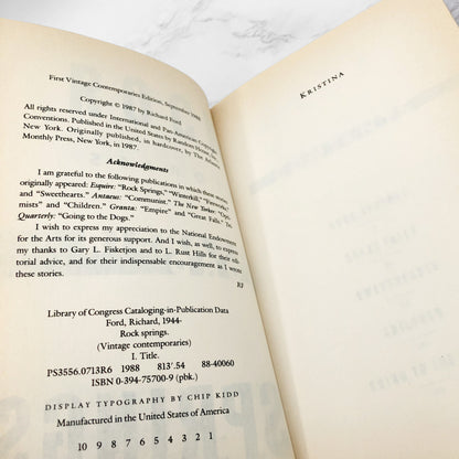 Rock Springs by Richard Ford [FIRST PAPERBACK PRINTING] 1988 • Vintage Contemporaries
