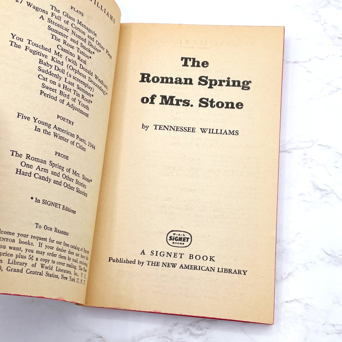 The Roman Spring of Mrs. Stone by Tennessee Williams [MOVIE TIE-IN PAPERBACK] 1961 • Signet