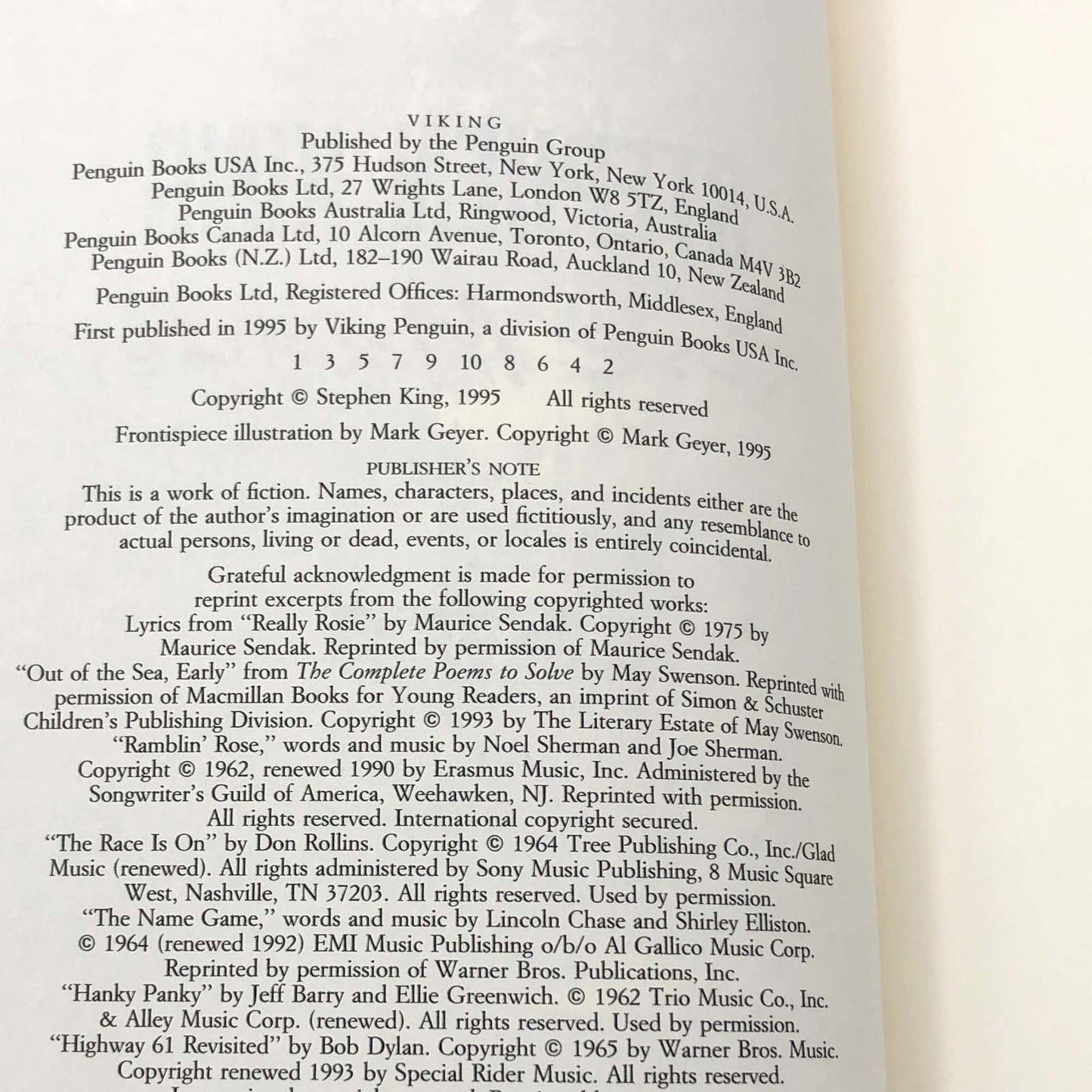Rose Madder by Stephen King [FIRST EDITION • FIRST PRINTING] 1995 • Viking