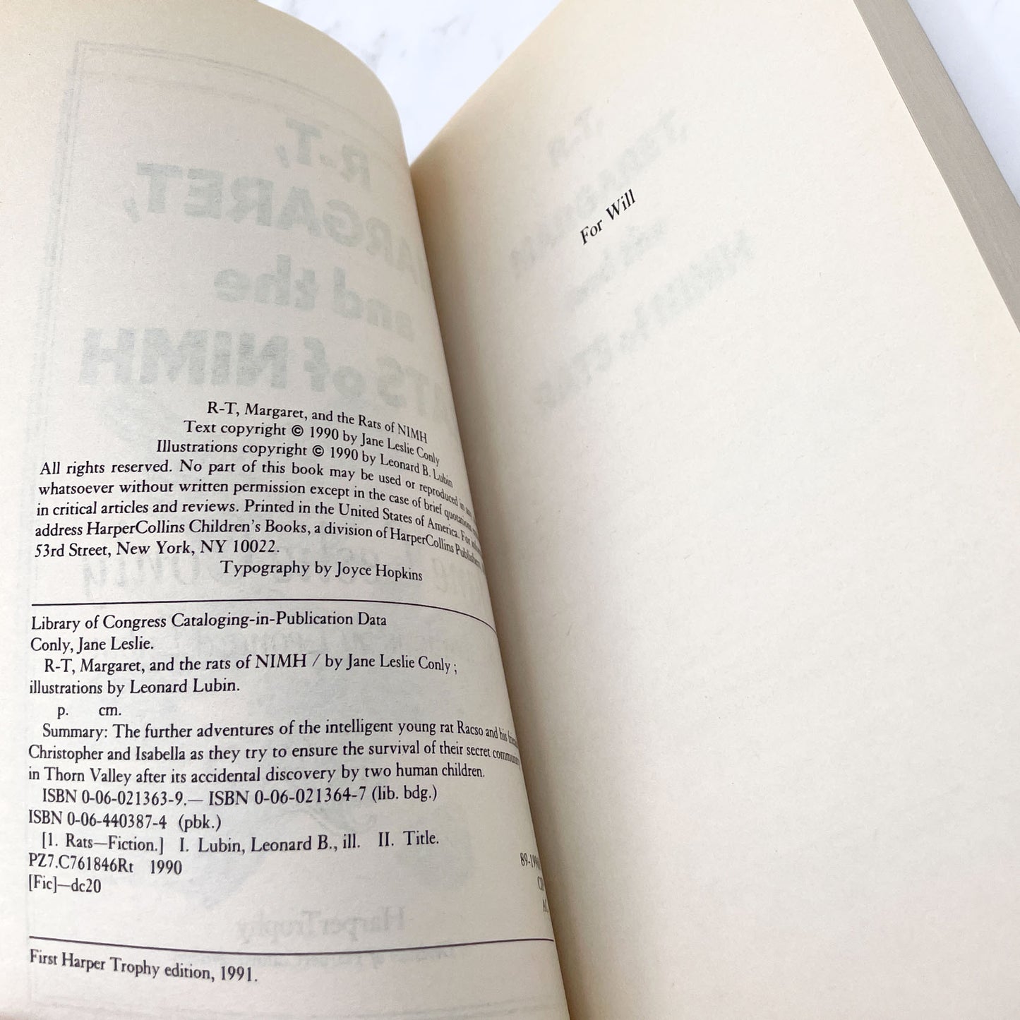 R-T, Margaret and the Rats of NIMH by Jane Leslie Conly [FIRST PAPERBACK PRINTING] 1991 • Harper