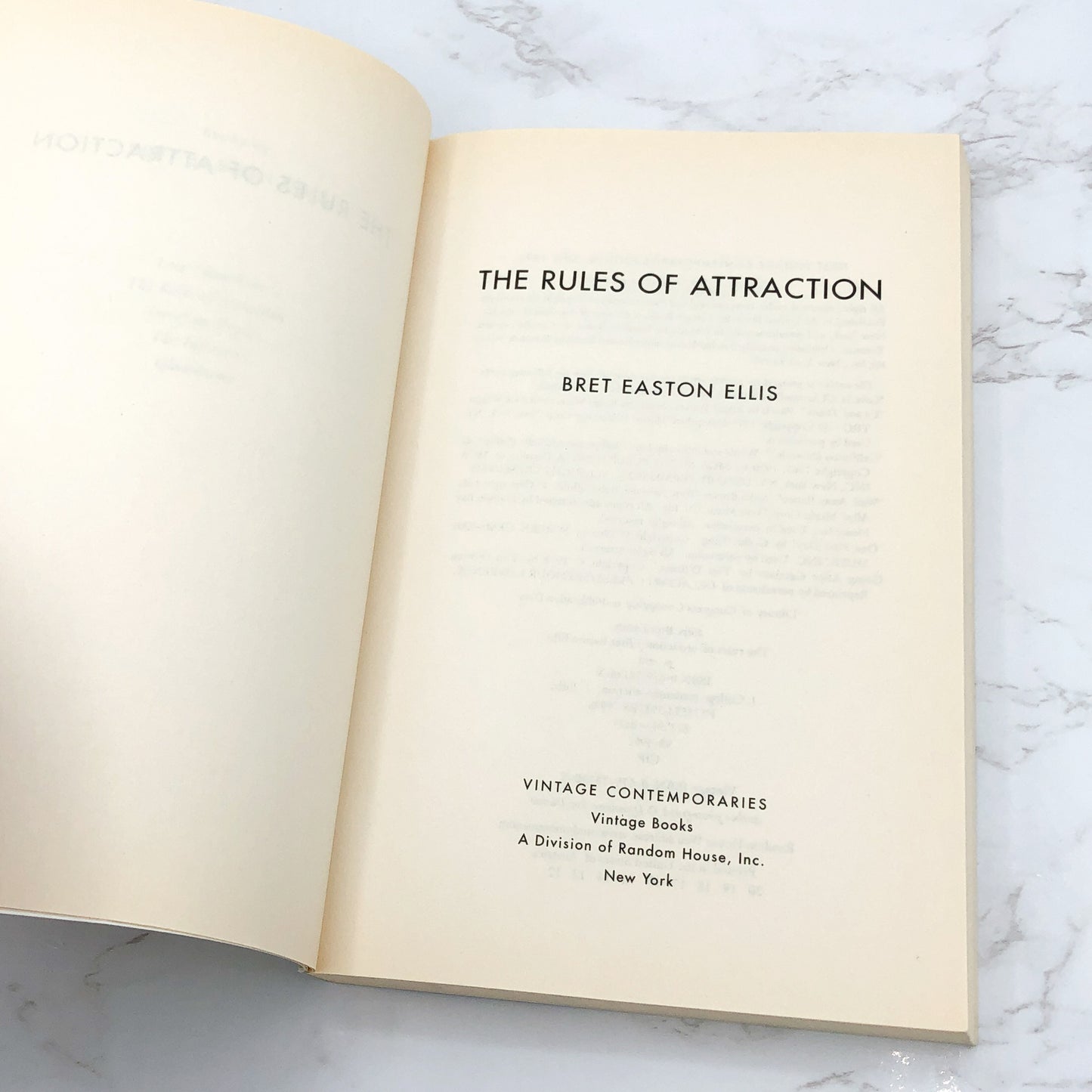 The Rules of Attraction by Bret Easton Ellis [TRADE PAPERBACK] 2002 • Vintage Contemporaries