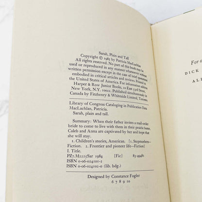 Sarah Plain and Tall by Patricia MacLachlan [FIRST EDITION] 1985 • Harper & Row