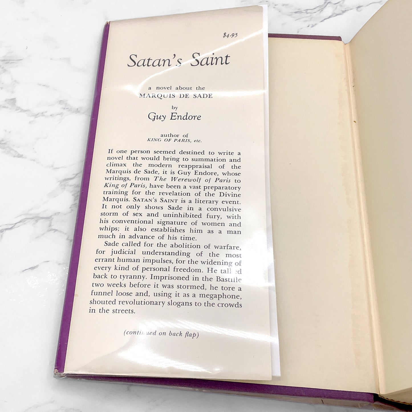 Satan's Saint: A Novel of The Marquis de Sade by Guy Endore [FIRST EDITION] 1965 • Crown