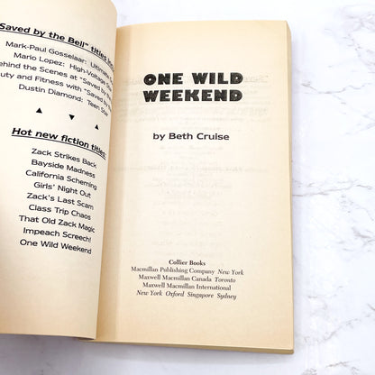 Saved by the Bell: One Wild Weekend by Beth Cruise [FIRST EDITION PAPERBACK] 1993 • Collier