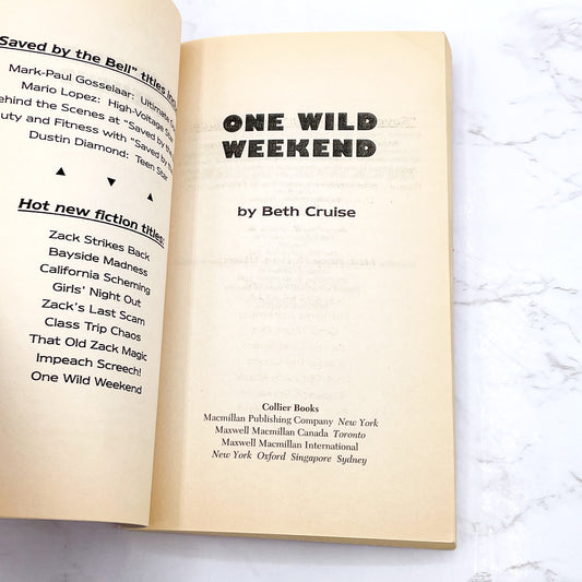Saved by the Bell: One Wild Weekend by Beth Cruise [FIRST EDITION PAPERBACK] 1993 • Collier
