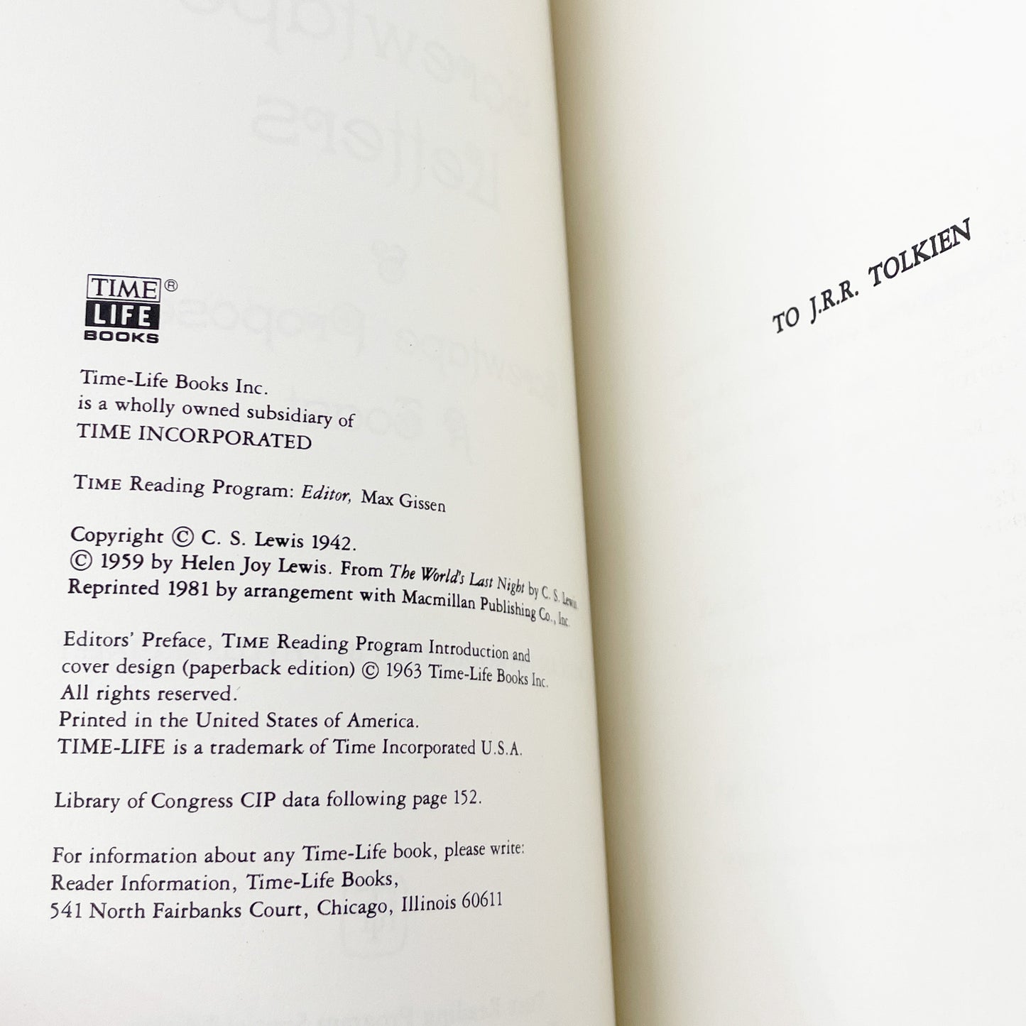 The Screwtape Letters & Screwtape Proposes a Toast by C.S. Lewis [TRADE PAPERBACK RE-PRINT] 1981 • Time Life