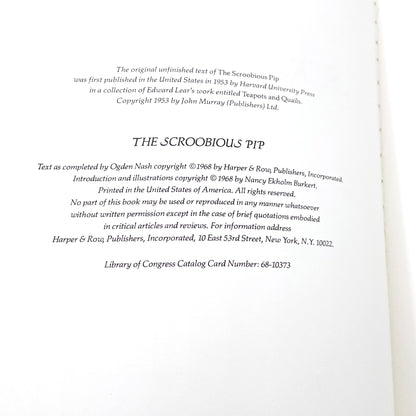 The Scroobious Pip by Edward Lear & illustrated by Nancy E. Burkert [FIRST EDITION] 1968 • Harper & Row