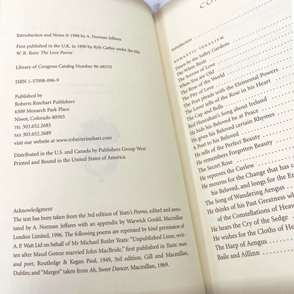 The Secret Rose: Love Poems of W.B. Yeats [U.S. FIRST EDITION] 1998 • Roberts Rinehart