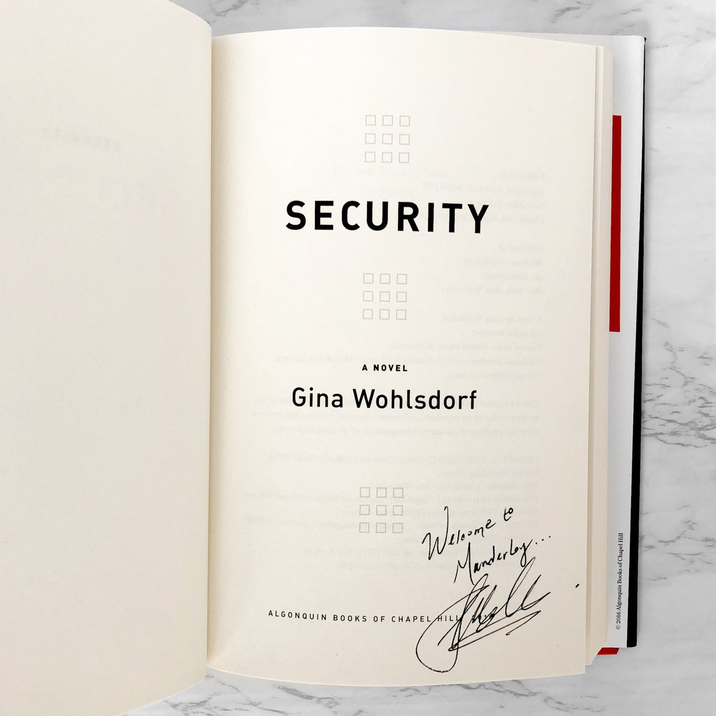 Security by Gina Wohlsdorf SIGNED! [FIRST EDITION • FIRST PRINTING] 2016 • Algonquin Books
