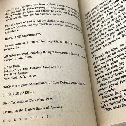 Sense and Sensibility by Jane Austen [TOR PAPERBACK] • 1995