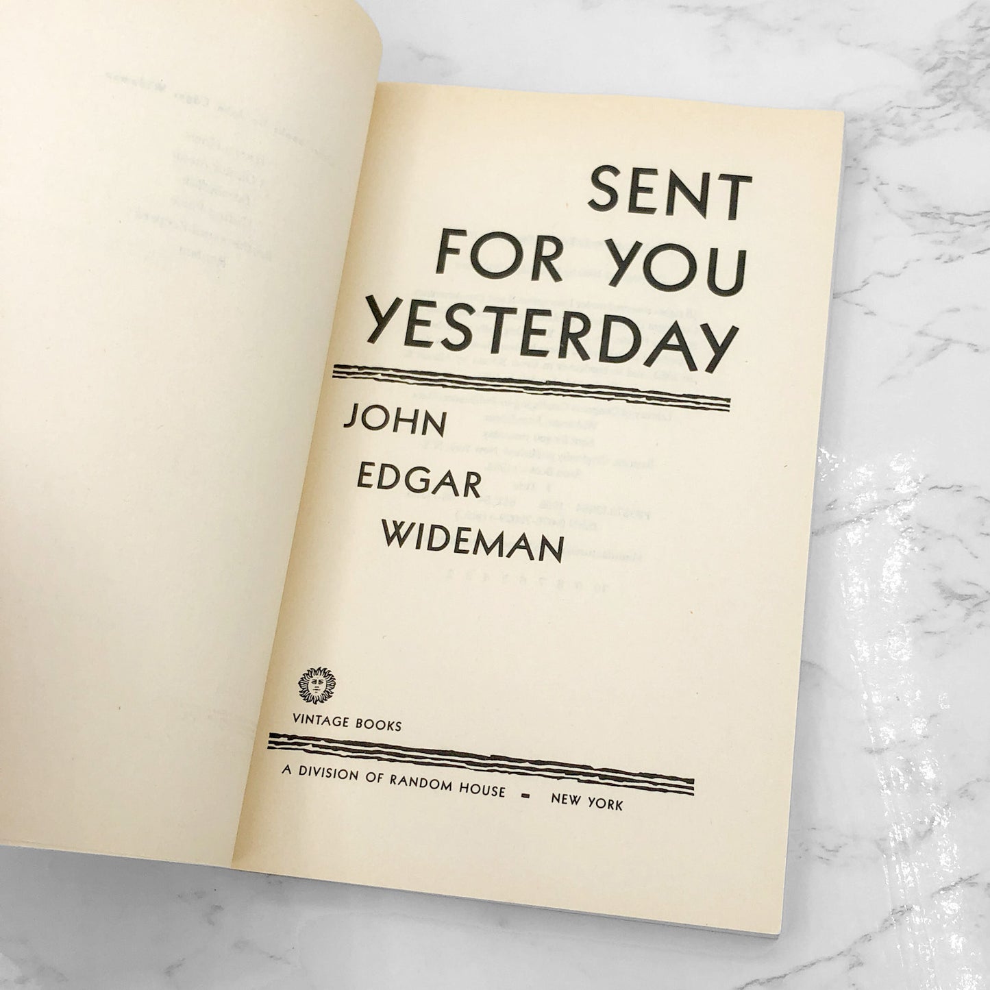 Sent For You Yesterday by John Edgar Wideman [TRADE PAPERBACK] 1988 • Vintage Books