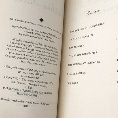 Seven Gothic Tales by Isak Dinesen [TRADE PAPERBACK] 1991 • Vintage International