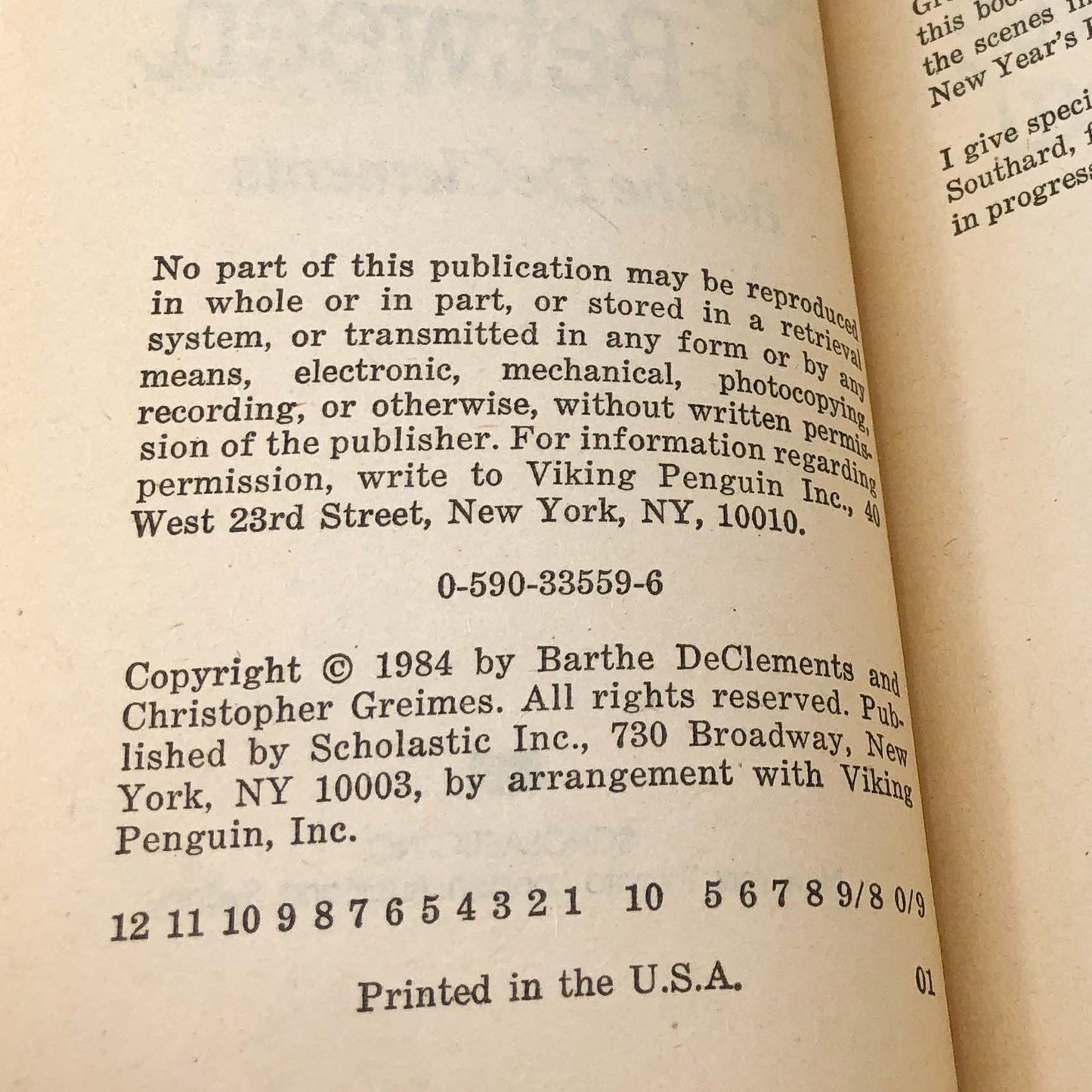 Seventeen and In-Between by Barthe DeClements [FIRST PAPERBACK PRINTING] 1984 • Point Fiction