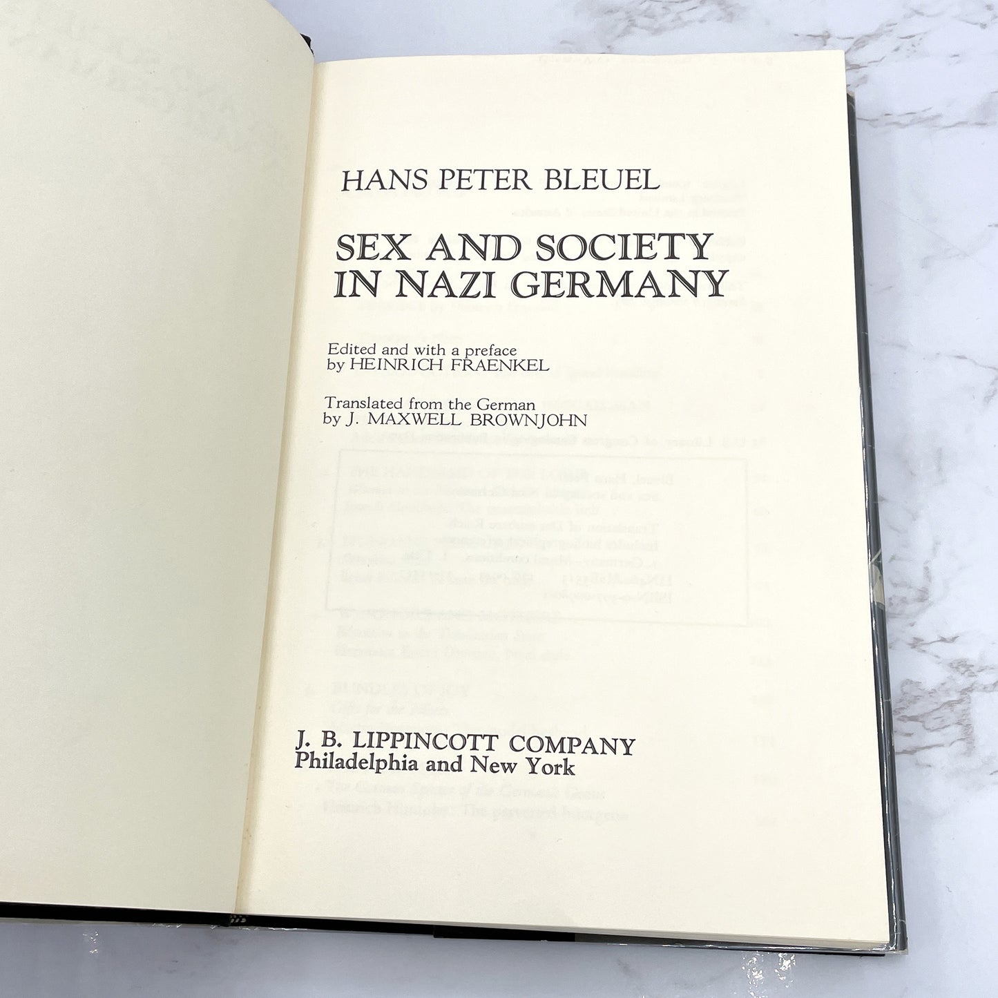 Sex and Society In Nazi Germany by Hans Peter Bleuel [FIRST EDITION] 1973 • J.B. Lippincott