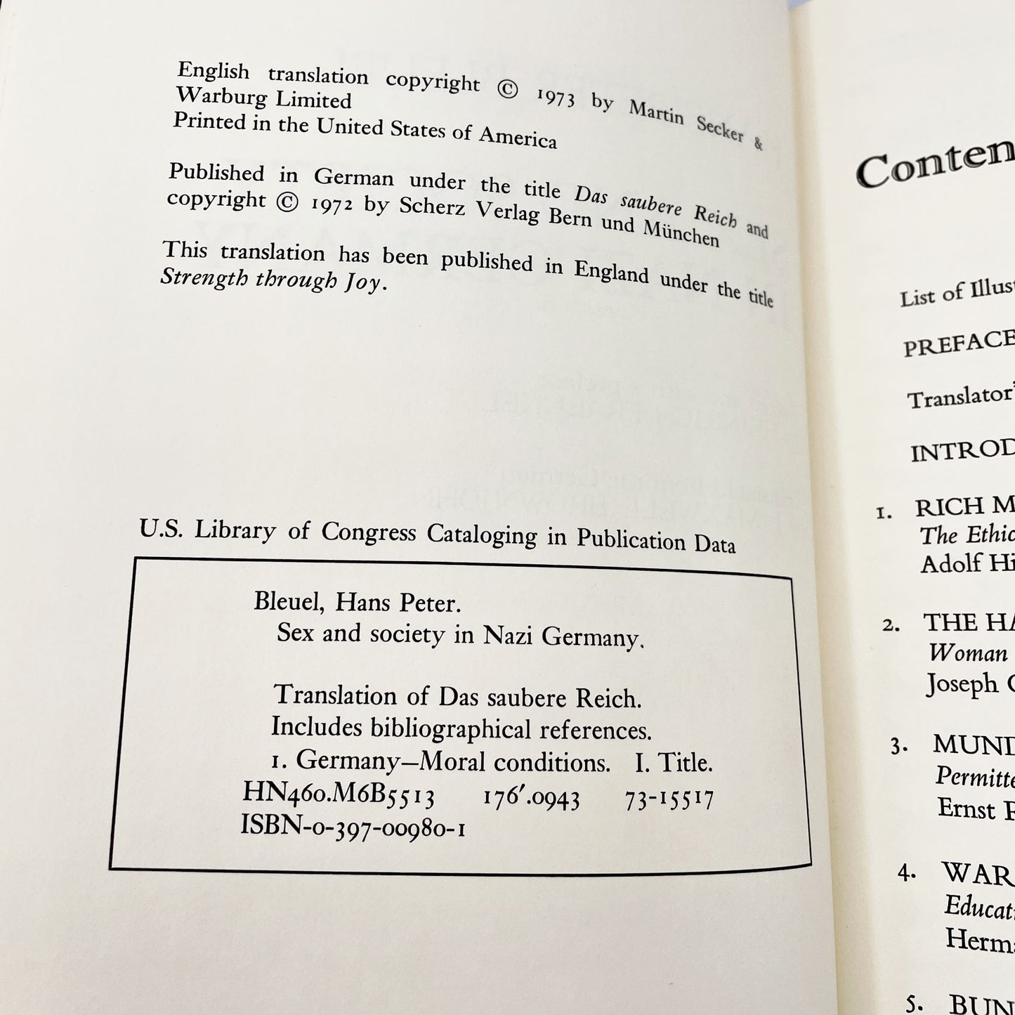 Sex and Society In Nazi Germany by Hans Peter Bleuel [FIRST EDITION] 1973 • J.B. Lippincott