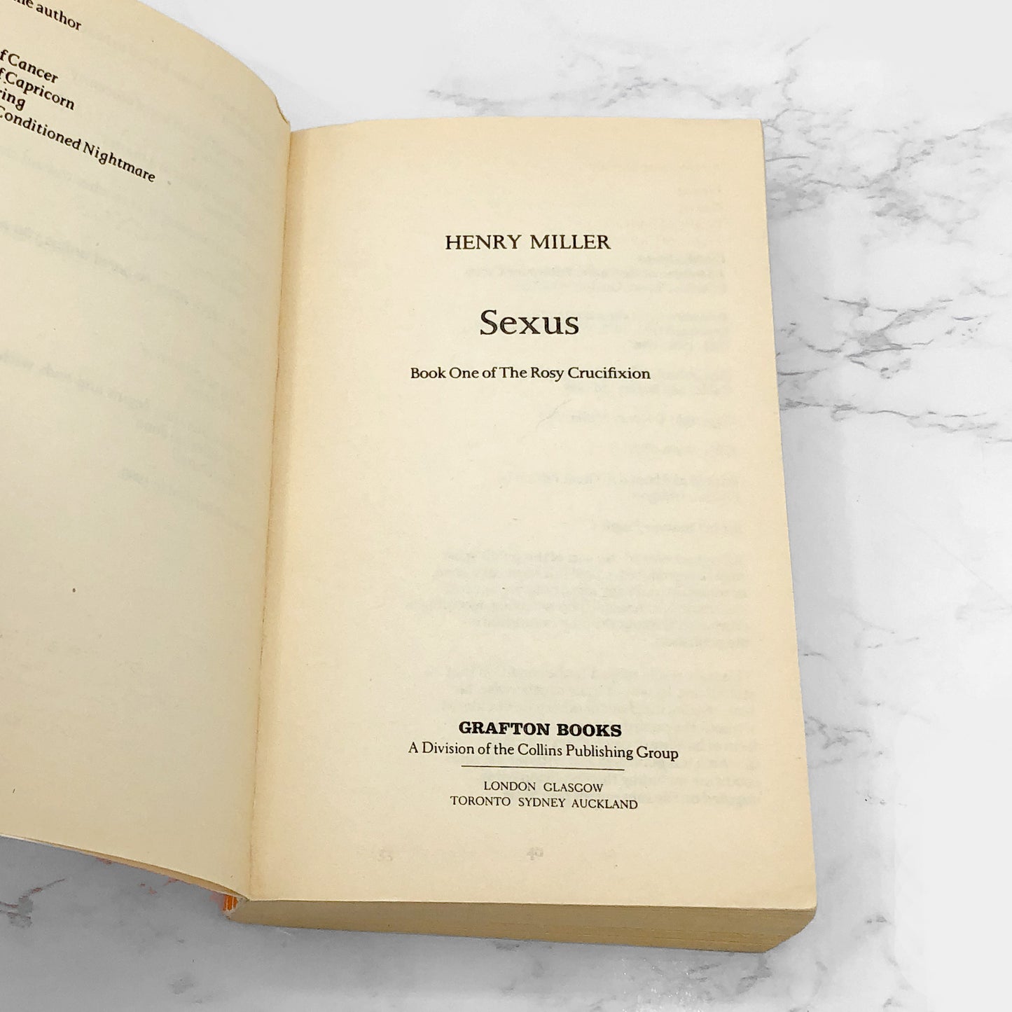 Sexus by Henry Miller [U.K. PAPERBACK] 1986 • Grafton Books