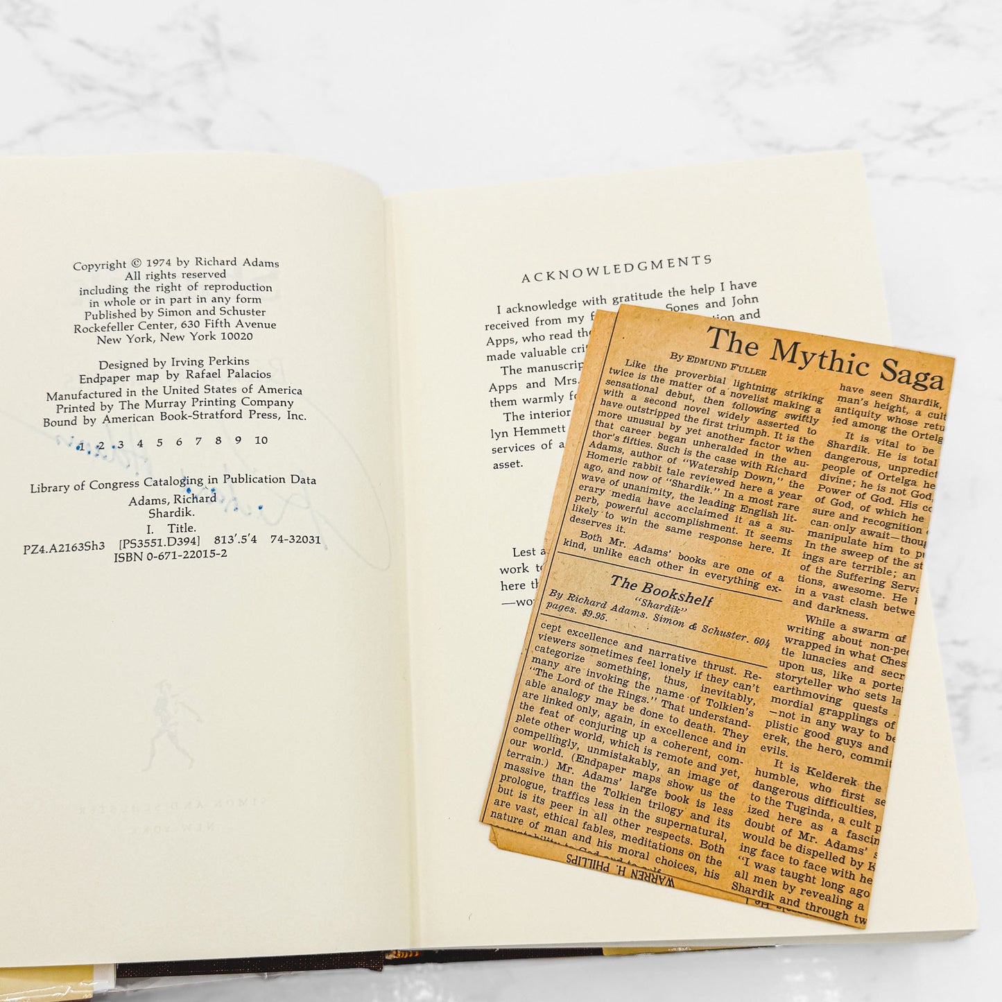 Shardik by Richard Adams SIGNED! [U.S. FIRST EDITION • FIRST PRINTING] 1974 • Simon & Schuster