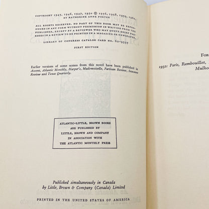 Ship of Fools by Katherine Anne Porter [FIRST EDITION] 1962 • Atlantic Monthly Press